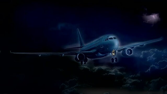 Plane in flight on storm moment dangerous