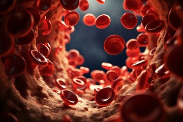 blood cells flowing through vein