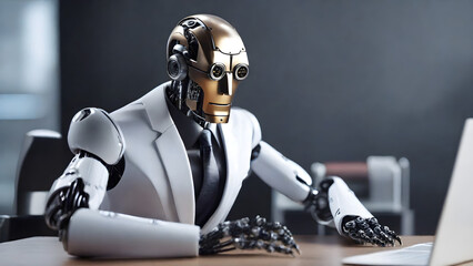 Robot in an Office Wearing a Suit