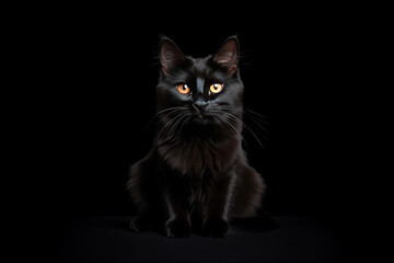 Russian blue in Black cat isolated on dark background