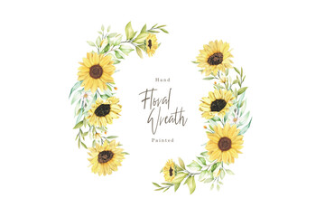 watercolor sunflower wreath illustration