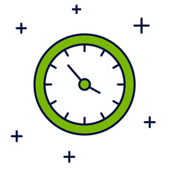 Filled outline Train station clock icon isolated on white background. Vector