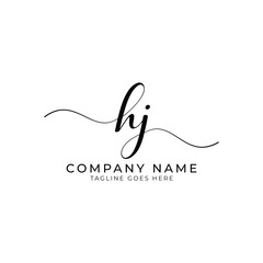HJ or hj letter mark abstract calligraphy vector logo design