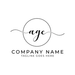 AGC or agc letter mark abstract calligraphy vector logo design