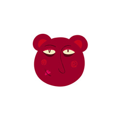 Cute red bear animal. Illustration in modern childish hand drawn style