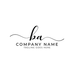 BA or ba letter mark abstract calligraphy vector logo design