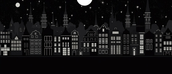 Netherlands Famous Landmarks Skyline Silhouette Style, Colorful, Cityscape, Travel and Tourist Attraction - Generative AI