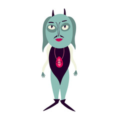 Scary creepy witch for Halloween. Cartoon illustration for Halloween,