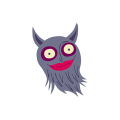 Vibrant bright Strange Halloween Demon character. Character with devil face.