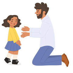 girl and father illustration