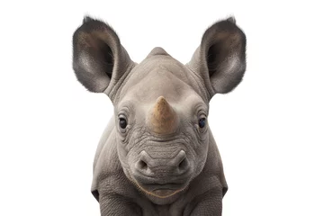 Tuinposter Baby rhino portrait. Generative AI illustration © Nataliia