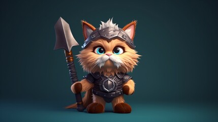 a cute tiny hyperrealistic cat with fantasy viking.Generative AI