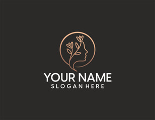 Woman face line art vector illustration icon isolated on white background