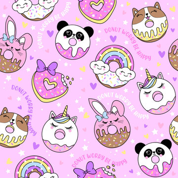 Cute Donuts Graphic With Hearts