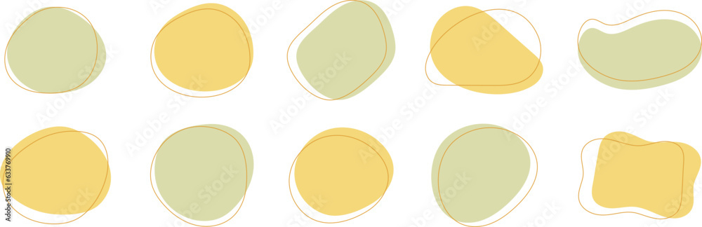 Wall mural Set of cute abstract shapes.Vector loose frame.yellow fluid vector frame.