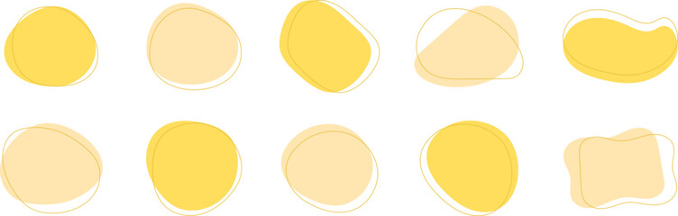 Set of cute abstract shapes.Vector loose frame.yellow fluid vector frame.