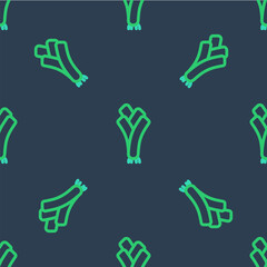 Line Leek icon isolated seamless pattern on blue background. Vector