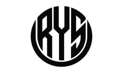 RYS shield in circle logo design vector template. lettermrk, wordmark, monogram symbol on white background.	