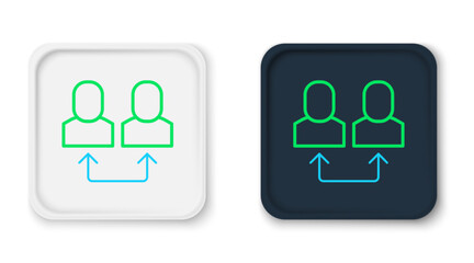Line Exchange work icon isolated on white background. Information exchange between people. Employee or people Replacement or swap position concept. Colorful outline concept. Vector