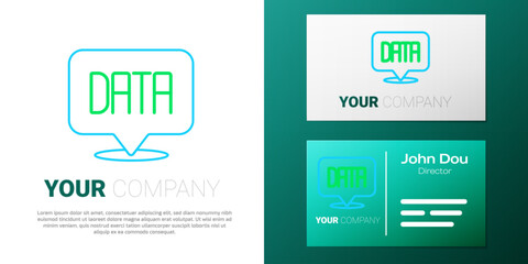Line Data analysis icon isolated on white background. Business data analysis process, statistics. Charts and diagrams. Colorful outline concept. Vector