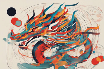 abstract painting of a japanese dragon with Generative AI.