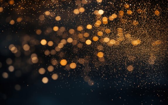 Black background with golden sparkles. Blurred effect © Tisha