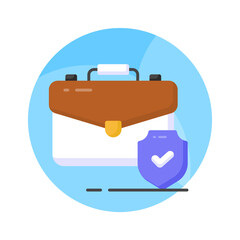 Business bag with security shield showing business insurance concept icon