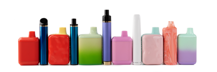 ecigarettes isolated, vape, a set of multicolored electronic cigarettes