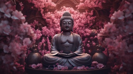 Buddha's Aura: Pink Flowered Serenity