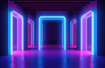 Neon room with neon frame