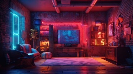 Neon interior of the house