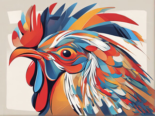 abstract painting of a rooster with Generative AI.