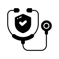 Safety shield with stethoscope, concept of health insurance, medical insurance vector