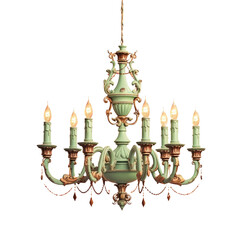 Vintage style chandelier isolated on transparent background