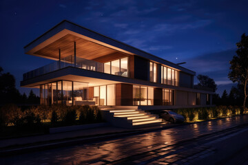 Modern House at Night