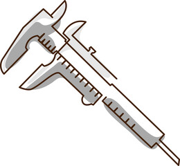 Engineer calipers technical measuring instrument. Continuous one line