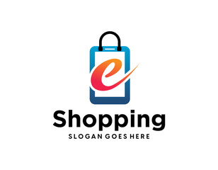 Creative modern abstract eCommerce logo design, colorful gradient online shopping bag logo design template