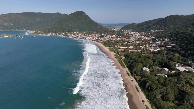 Florianopolis, Arma&ccedil;&atilde;o beach and Peri lagoon, aerial view. Santa Catarina, SC
