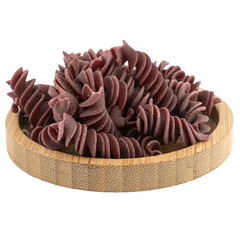handmade raw fusilli with vegetable