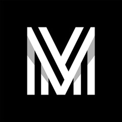 initial letter m line style logo design