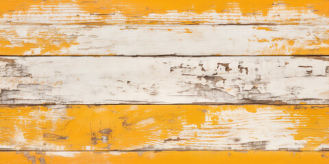planches de bois vintage avec peinture blanche et orange  craquel&eacute;e, motif r&eacute;p&eacute;table sans couture