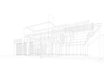 Modern house sketch 3d rendering