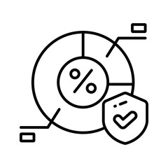 Pie chart with protection shield showing concept vector of secure data analysis