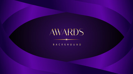 Purple golden royal awards graphics background. Elegant modern template with classy shine.