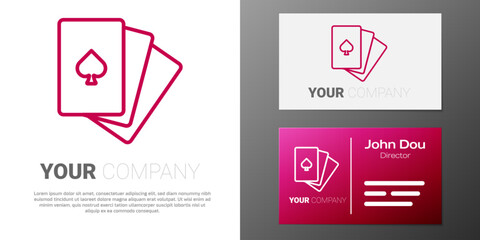 Logotype line Deck of playing cards icon isolated on white background. Casino gambling. Logo design template element. Vector