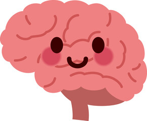 かわいい脳みそのキャラクターのイラスト(cute cartoon brain)