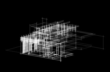 Modern house sketch 3d rendering