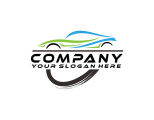 Sports car logo icon. Motor vehicle silhouette emblems. Auto garage dealership brand identity design elements. Vector illustrations.