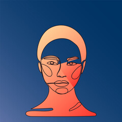 Line Lineart Woman Portrait Doodle Curve Line Head Face  Gradient Texture Sketch Modern Abstract Bold Art Pattern