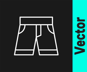 White line Short or pants icon isolated on black background. Vector